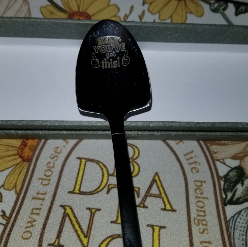 'Dig In, You've Got This' Silver Engraved Shovel Spoon